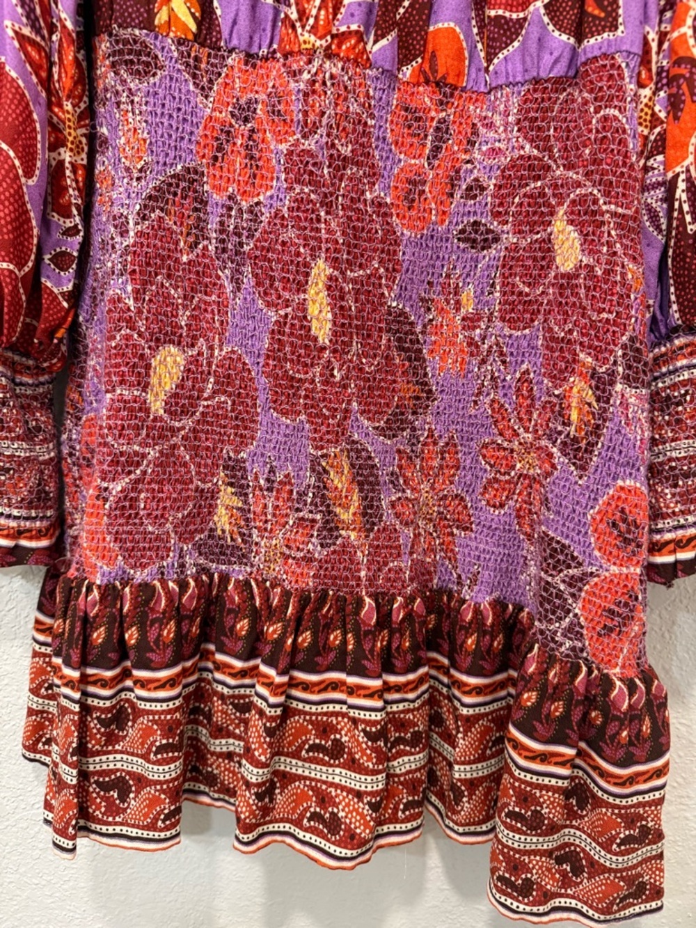 Farm Rio Sweet Floral Long Sleeve Minidress in t Sweet Floral Lilac medium - Picture 8 of 13